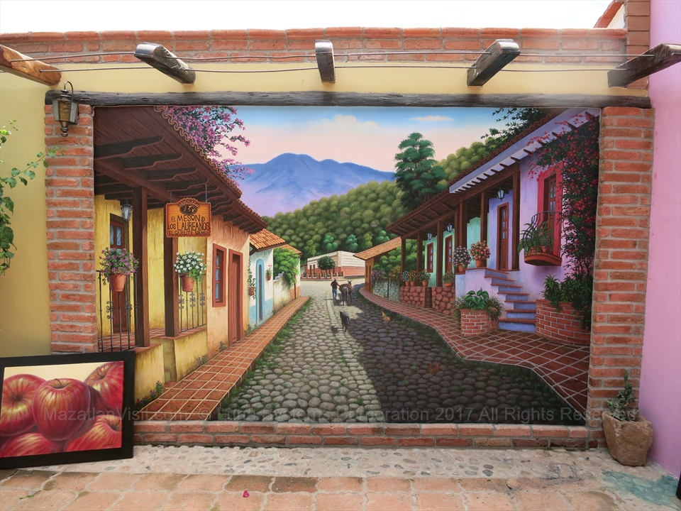 Beautiful tile work lining the main corridors of the hacienda restaurant