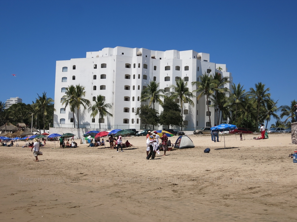 The beach facing swimming pools of Gaviana Resort in the Golden Zone