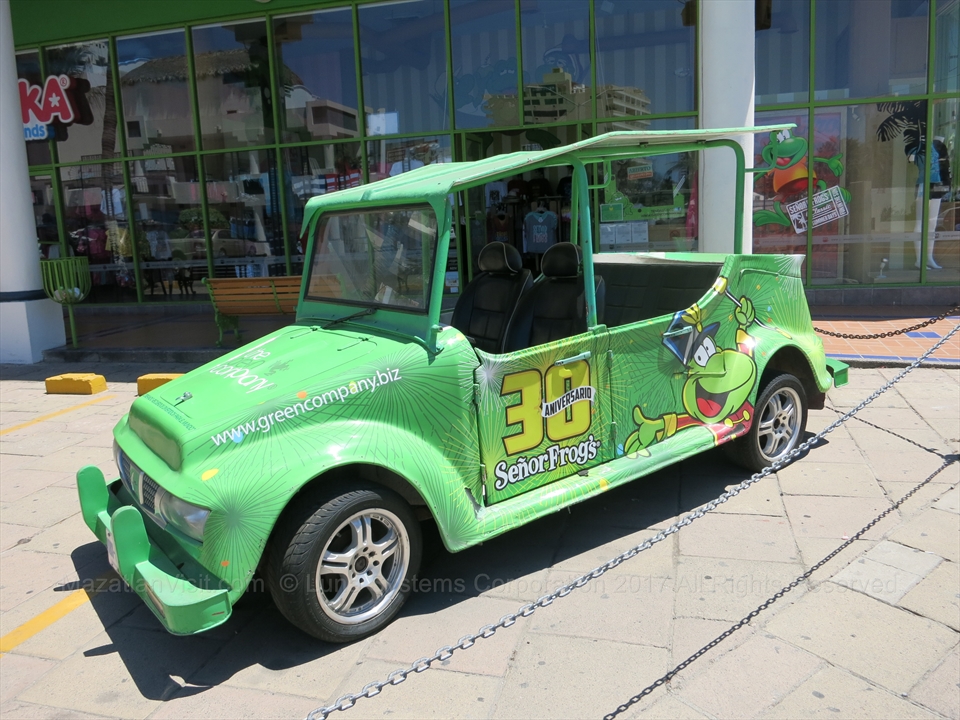 Custom branded private Pulmonia vehicle at Senor Frogs bar