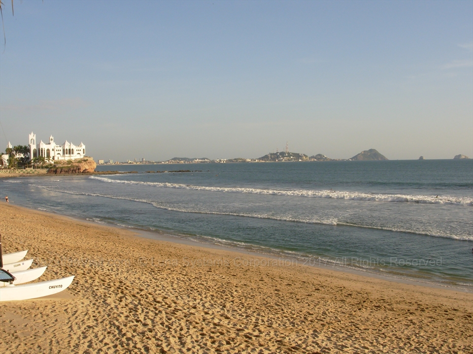 Beautiful sandy shoreline configurations along Playa Camaron beach sector