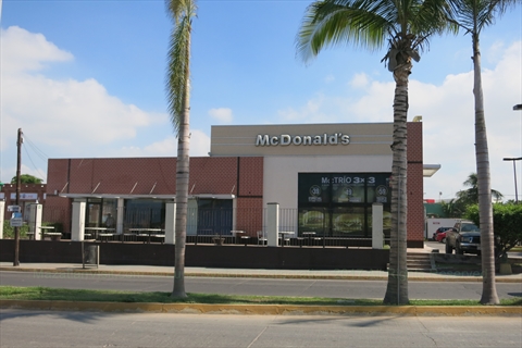 McDonalds fast food chain restaurant building along the hotel strip