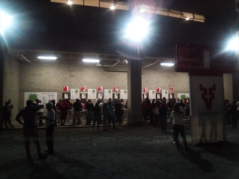 The front ticket window layout and box office outside the stadium gates