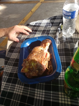 The signature slow roasted pork shank specialty dish served at Diegos Beach and Grill