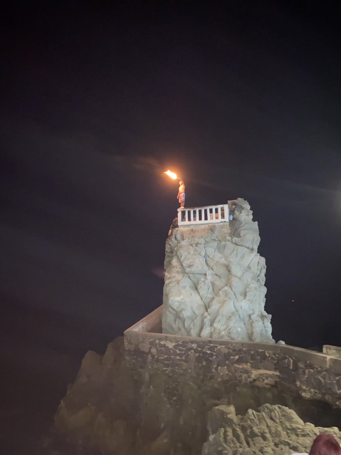 Cliff Diver at night in Mazatlán, Sinaloa, Mexico