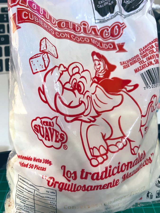 Traditional packages of Suaves coconut covered marshmallows