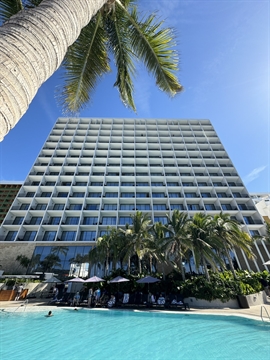 Sleek glass towers of Viaggio Resort