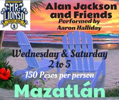 Official promotional banner for Alan Jackson and Friends tribute show by Aaron Halliday