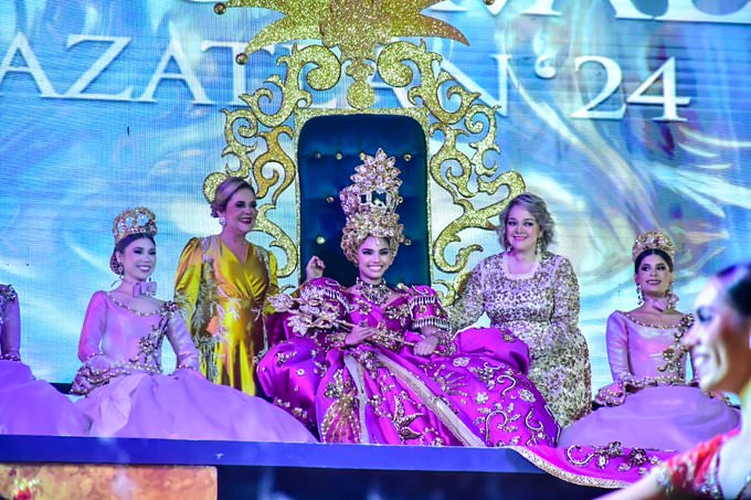 Spectacular stage coronation ceremony during Carnival in Mazatlán, Mexico